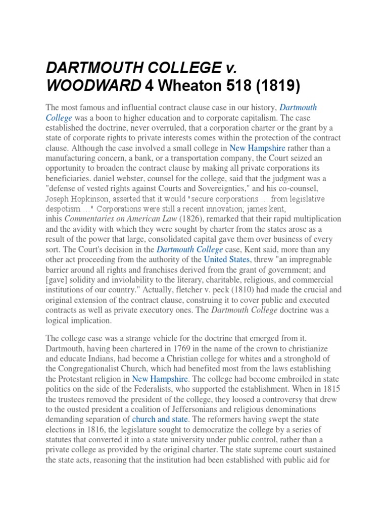 DARTMOUTH COLLEGE V WOODWARD PDF
