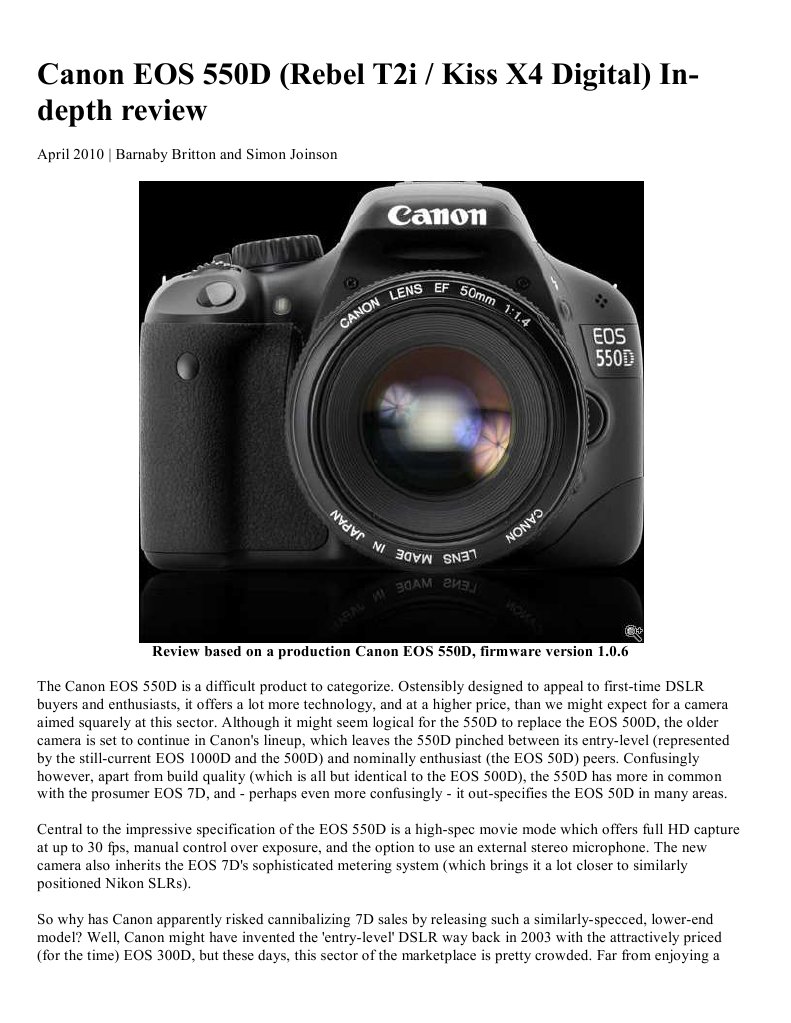 Manual Canon Eos 550d Pdf