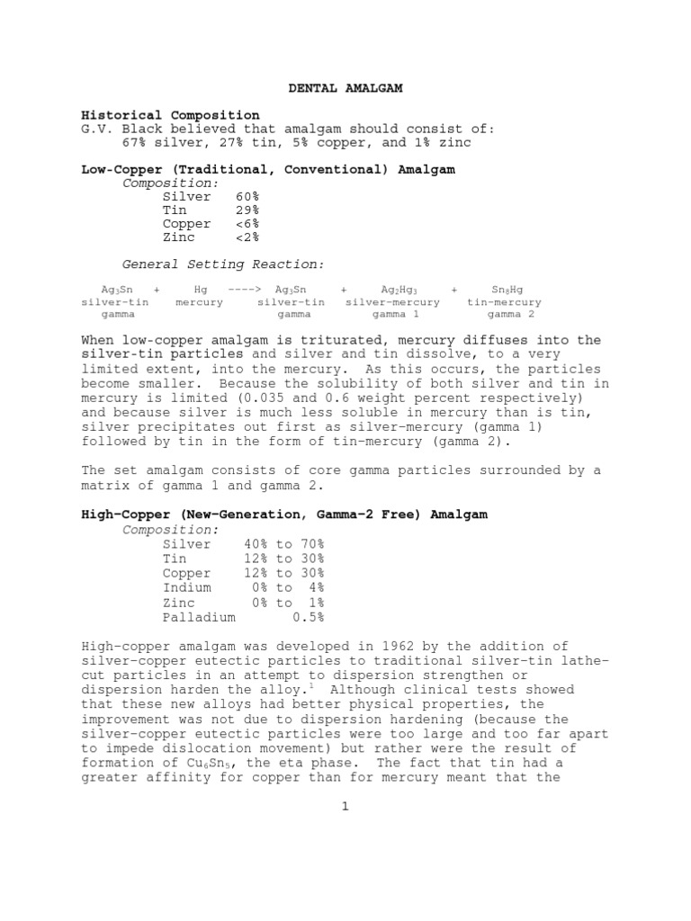 An InDepth Analysis of Dental Amalgam Composition, Properties, and