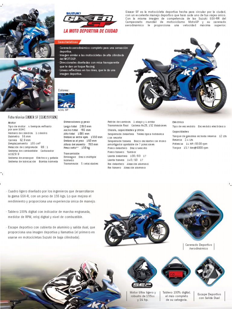 Ficha Técnica Gixxer SF 150 2023 | PDF