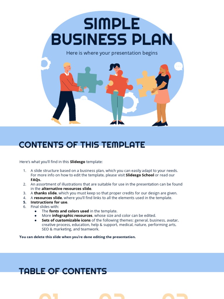 simple business plan slidesgo
