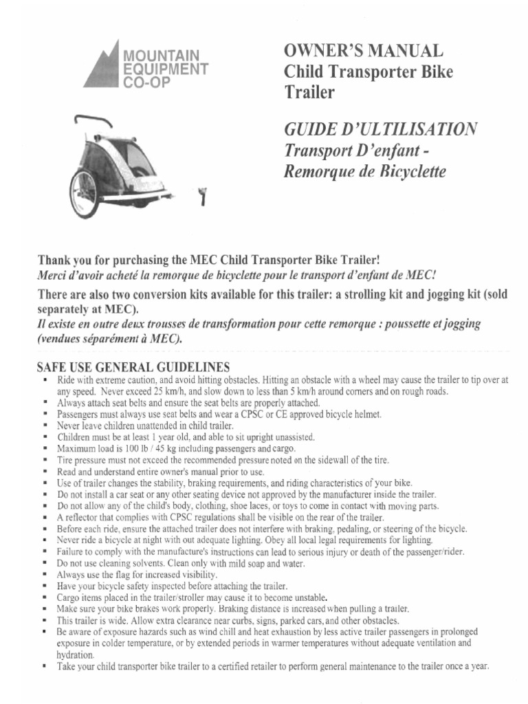 MEC Child Bike Trailer Manual 2009 v1 m56577569831084796 PDF