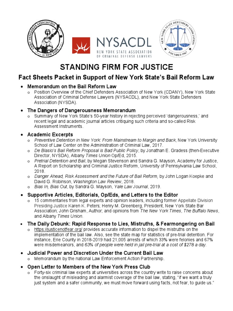 Fact Sheets Packet in Support of NYS's Bail Reform Law 2020 PDF