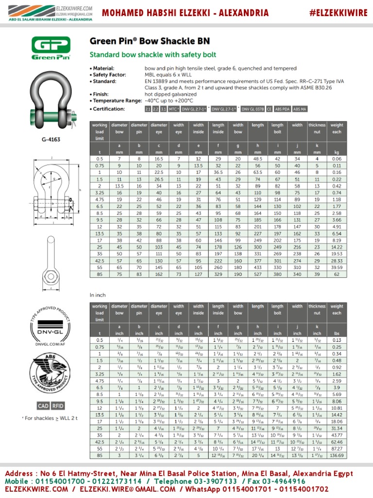 Green Pin Bow Shackle G4163 Elzekkiwire