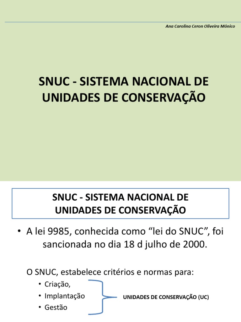 Sistema Nacional de Unidades de Conservação | PDF