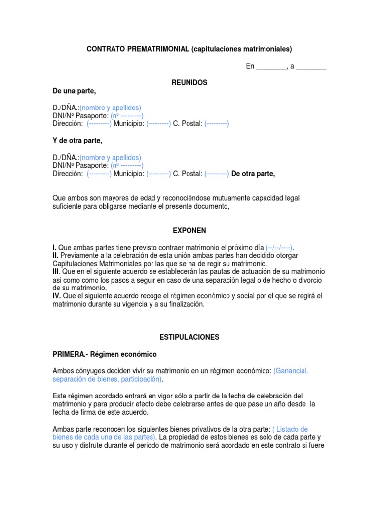 Contrato Prematrimonial | PDF