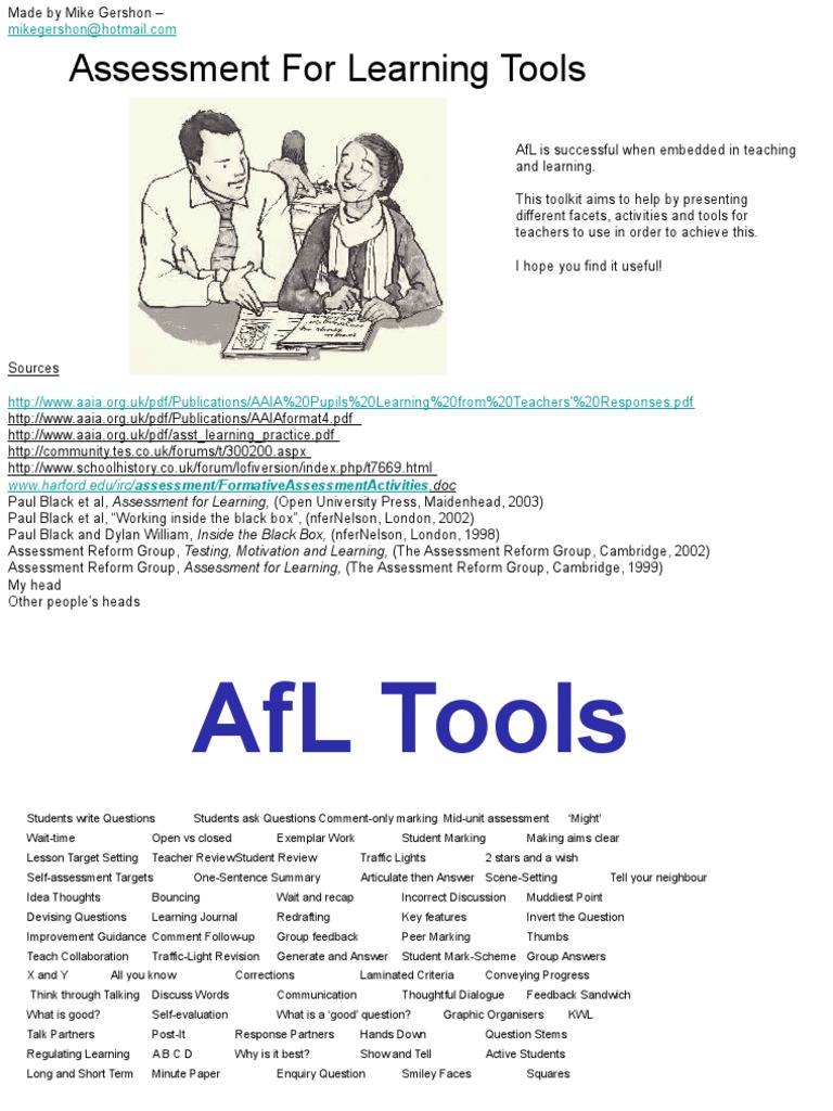 Assessment For Learning Activities | PDF | Educational Assessment ...