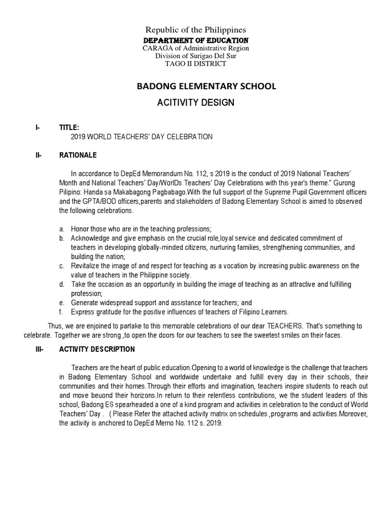 Activity Design | PDF | Wellness