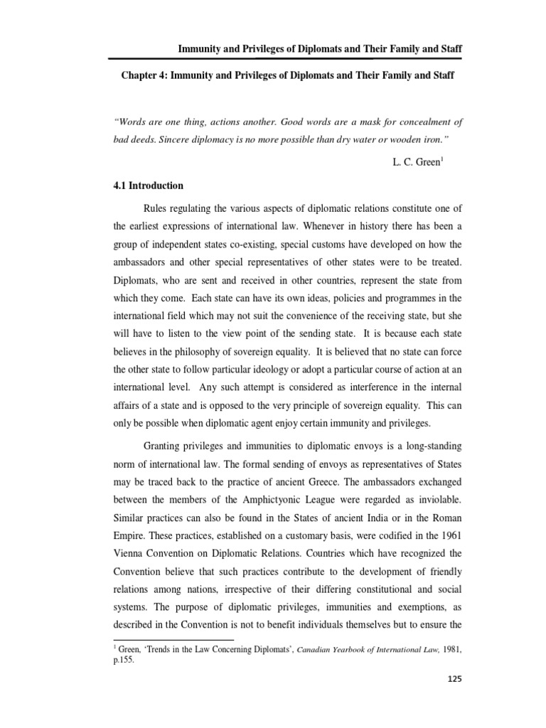 Diplomatic Immunities and Privileges Explained | PDF