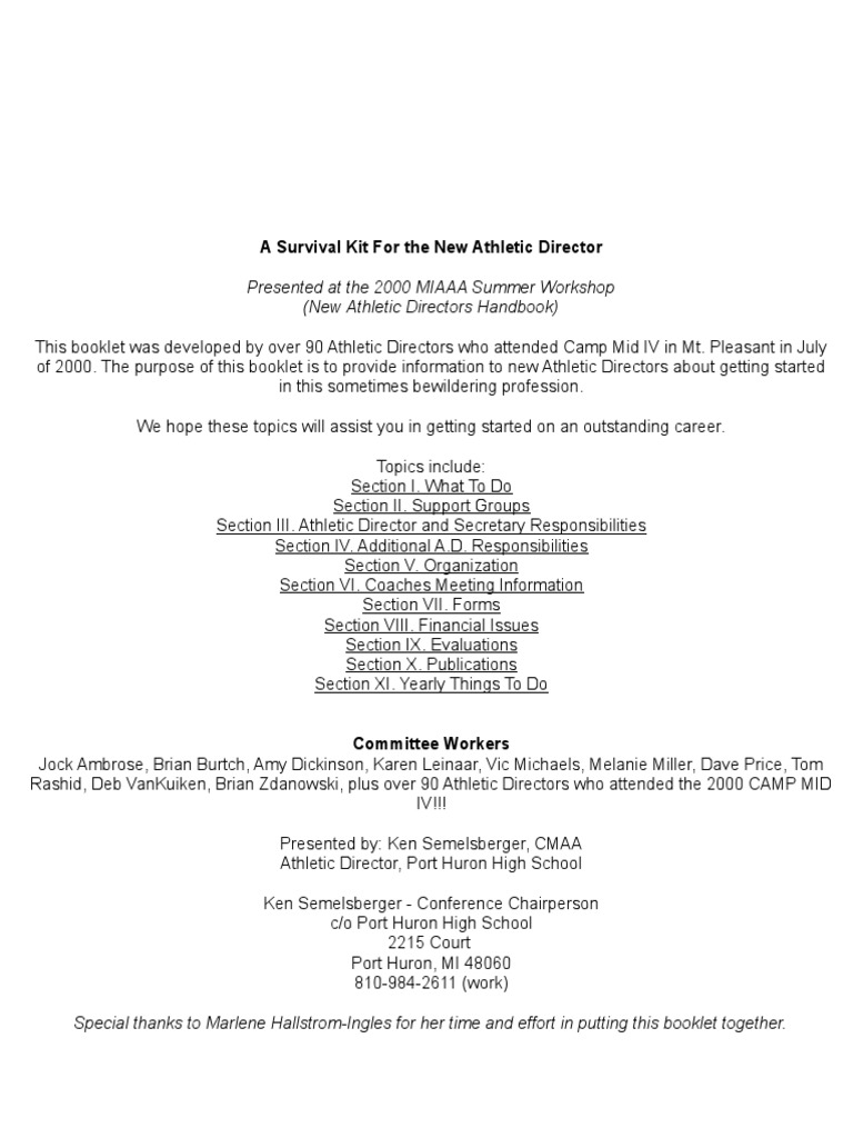 New Athletic Director Guide | PDF