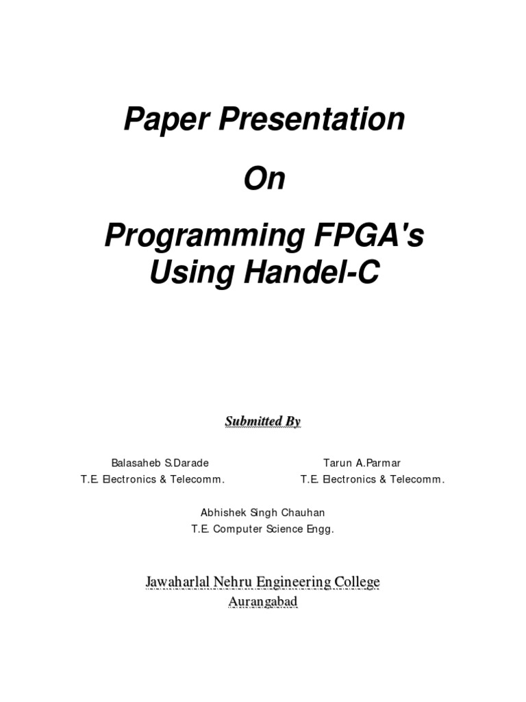 Programming FPGAs with Handel-C Guide | PDF | Field Programmable Gate ...
