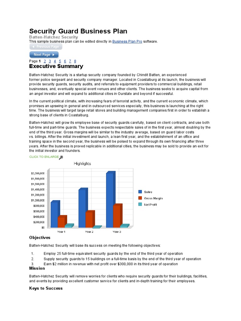 Security services business plan ppt image