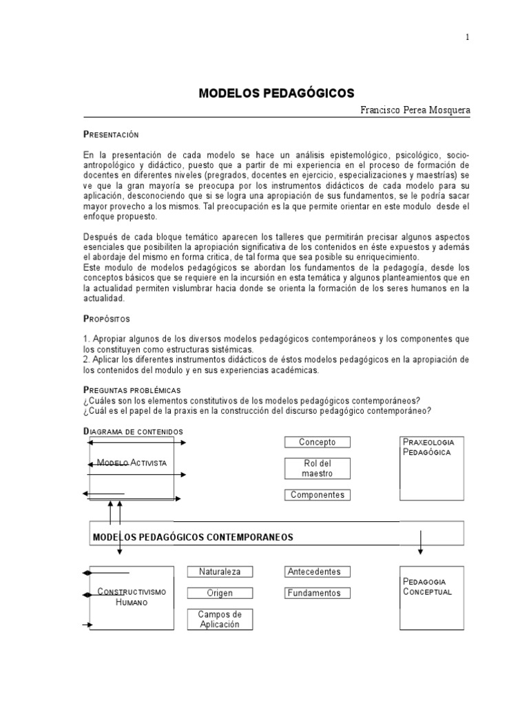 Modelos Pedagógicos | PDF | Aprendizaje | Sicología