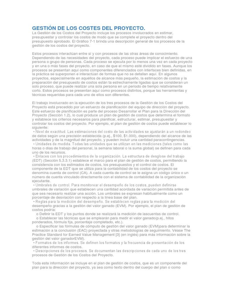 Gestión de Costos en Proyectos Efectiva | PDF | Presupuesto | Planificación