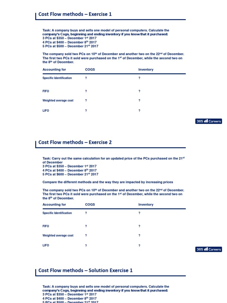 Inventory Cost Flow Methods With Solutions | Download Free PDF ...