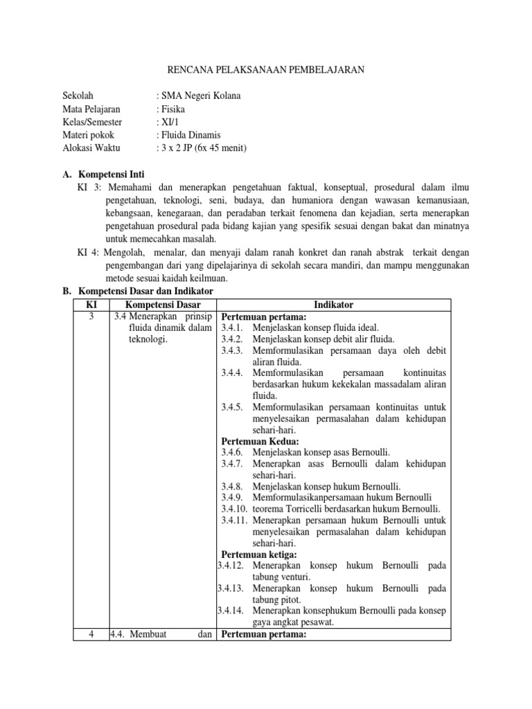 04 RPP KD 3.4 Fluida Dinamis | PDF