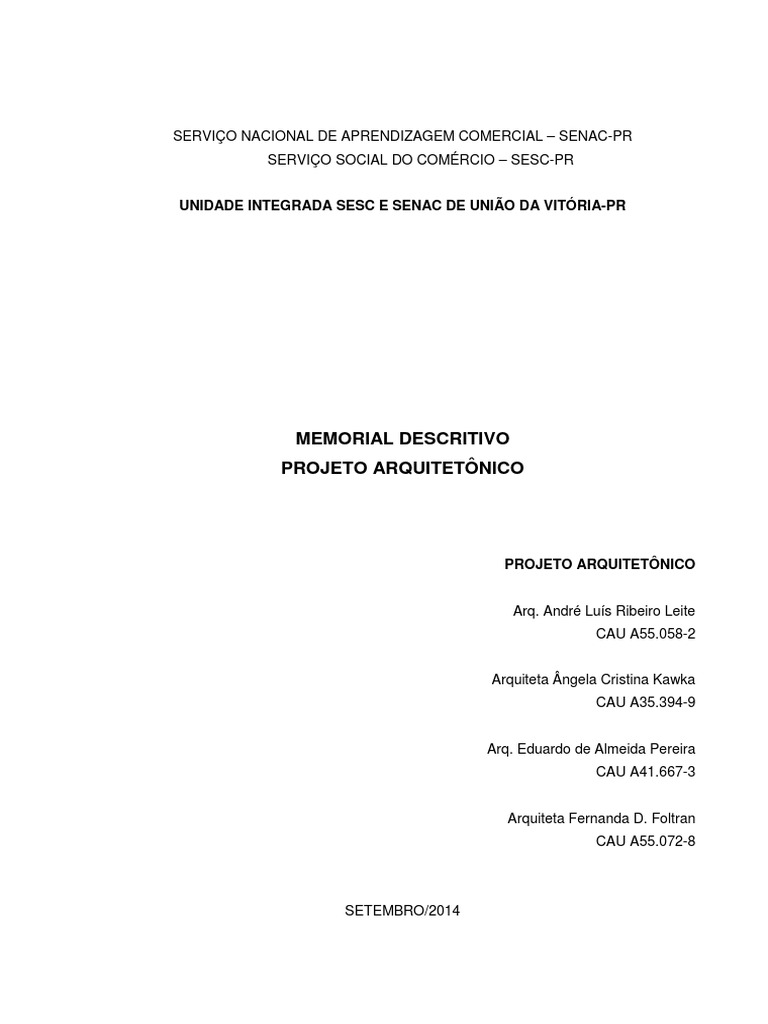 Anexo Xii - Memorial Descritivo de Projeto de Arquitetura PDF | PDF ...