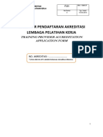F.01 (Formulir Pendaftaran Akreditasi LPK) Revisi 0