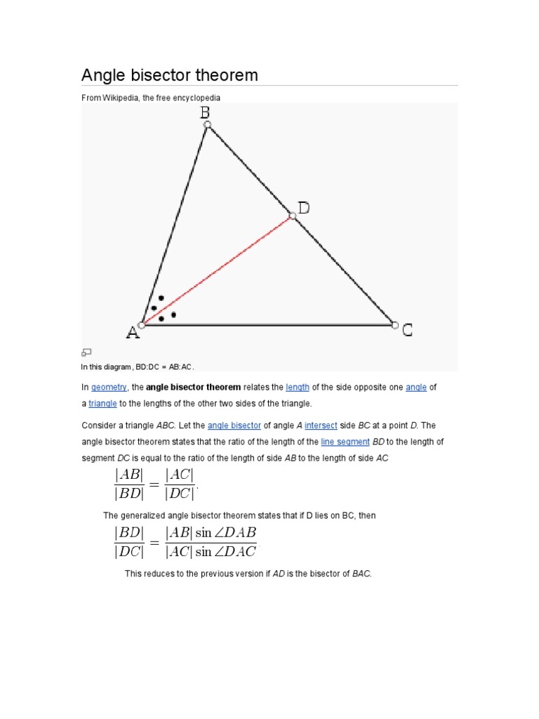 Angle Bisector Theorem | PDF | Triangle | Euclid