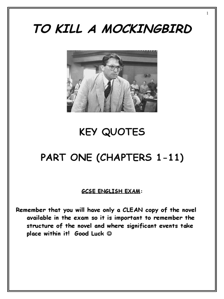 Mockingbird Key Quotes Chapters 1 To 111 PDF To Kill A Mockingbird