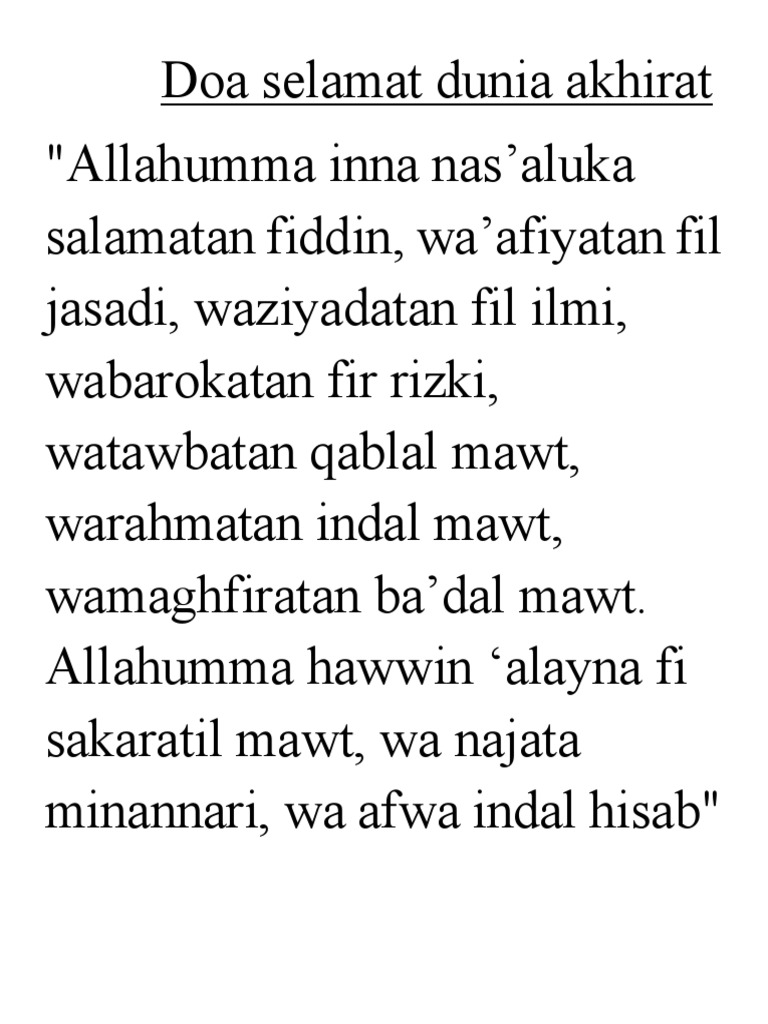 Doa Selamat Dunia Akhirat
