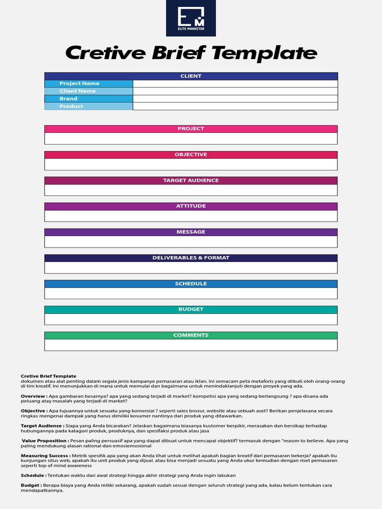 Template Creative Brief Pemasaran | PDF | Bisnis | Seni