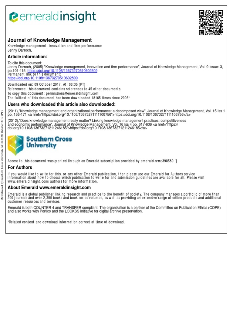 Knowledge Management and Firm Performance | PDF | Knowledge Management ...