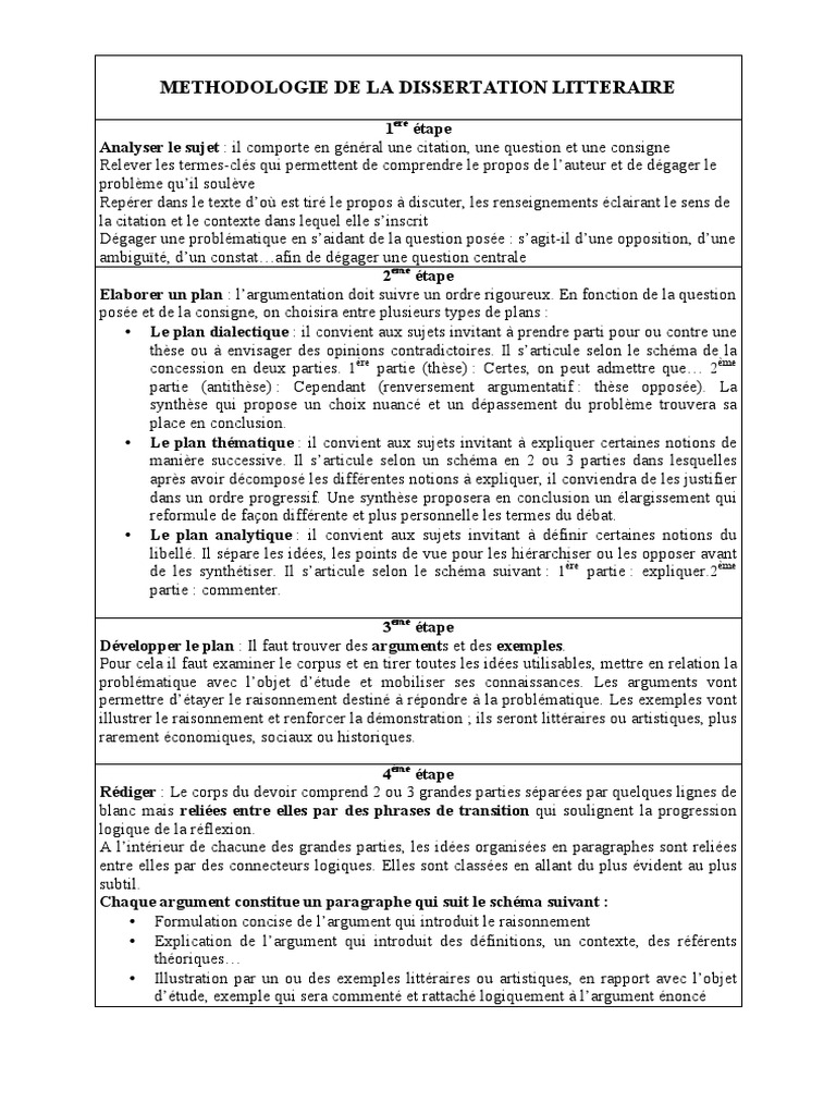 Methodologie De La Dissertation Litteraire 1 Copie 2 Copie Pdf Argumentation Preuve Mathematique
