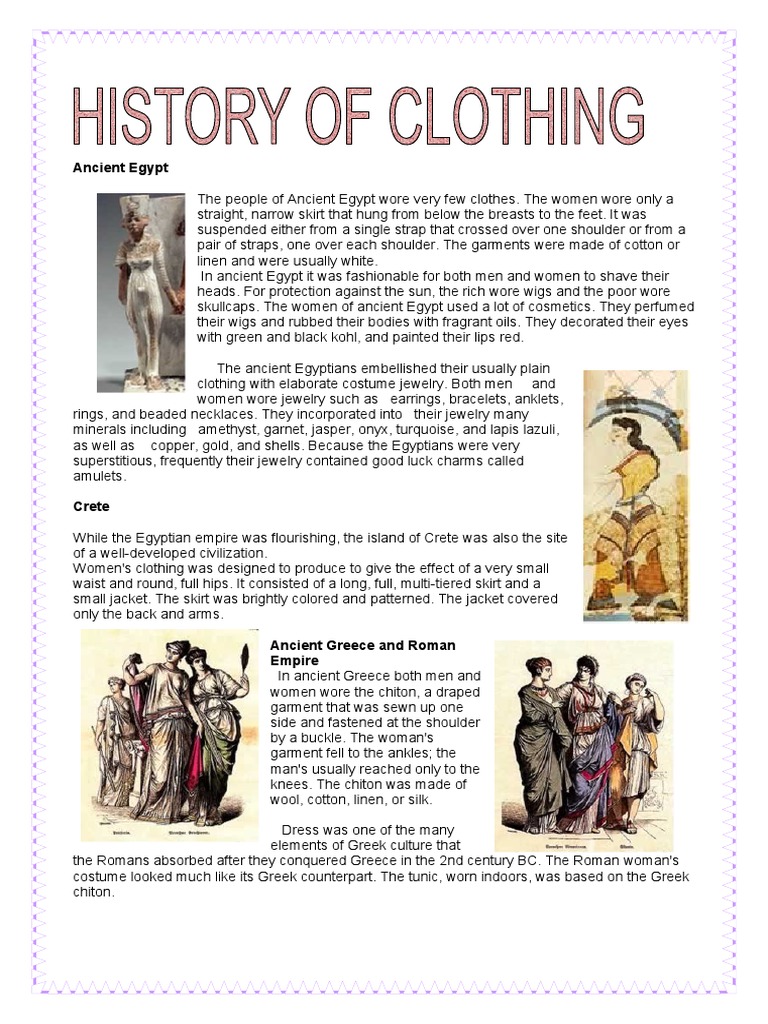 Evolution of Clothing Through Ages | PDF | Dress | Skirt