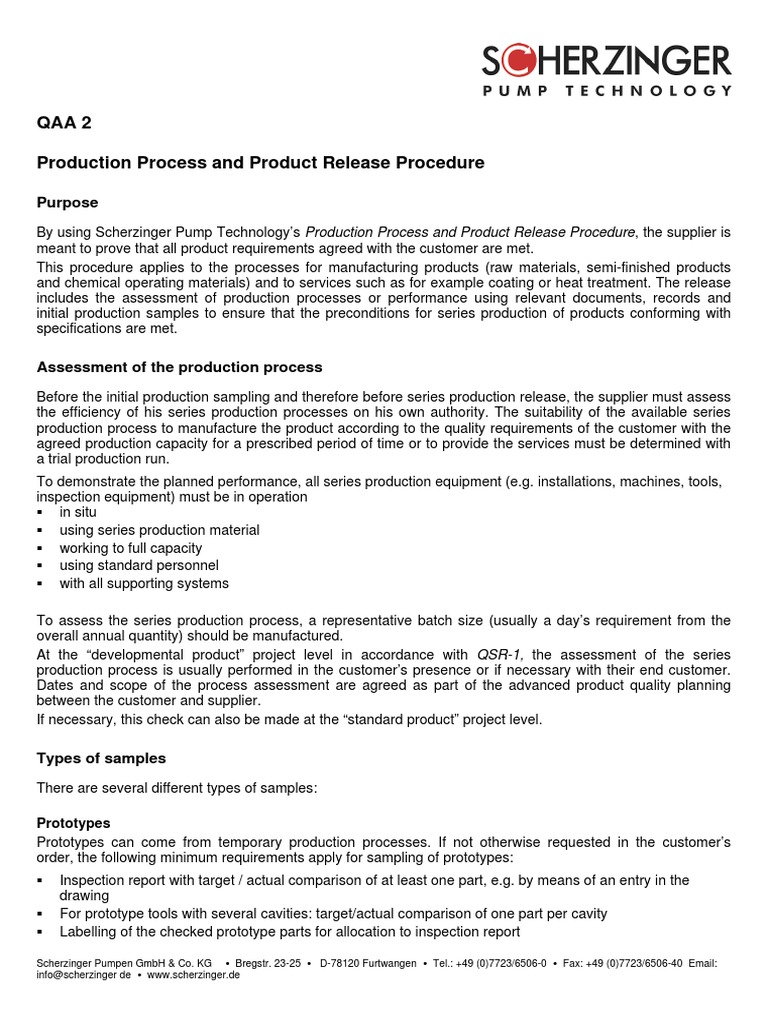 QSV 2 Product Release Procedure EN 01 PDF PDF Mass Production