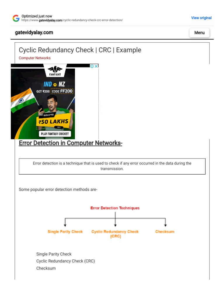 Understanding Cyclic Redundancy Check (CRC) as an Error Detection
