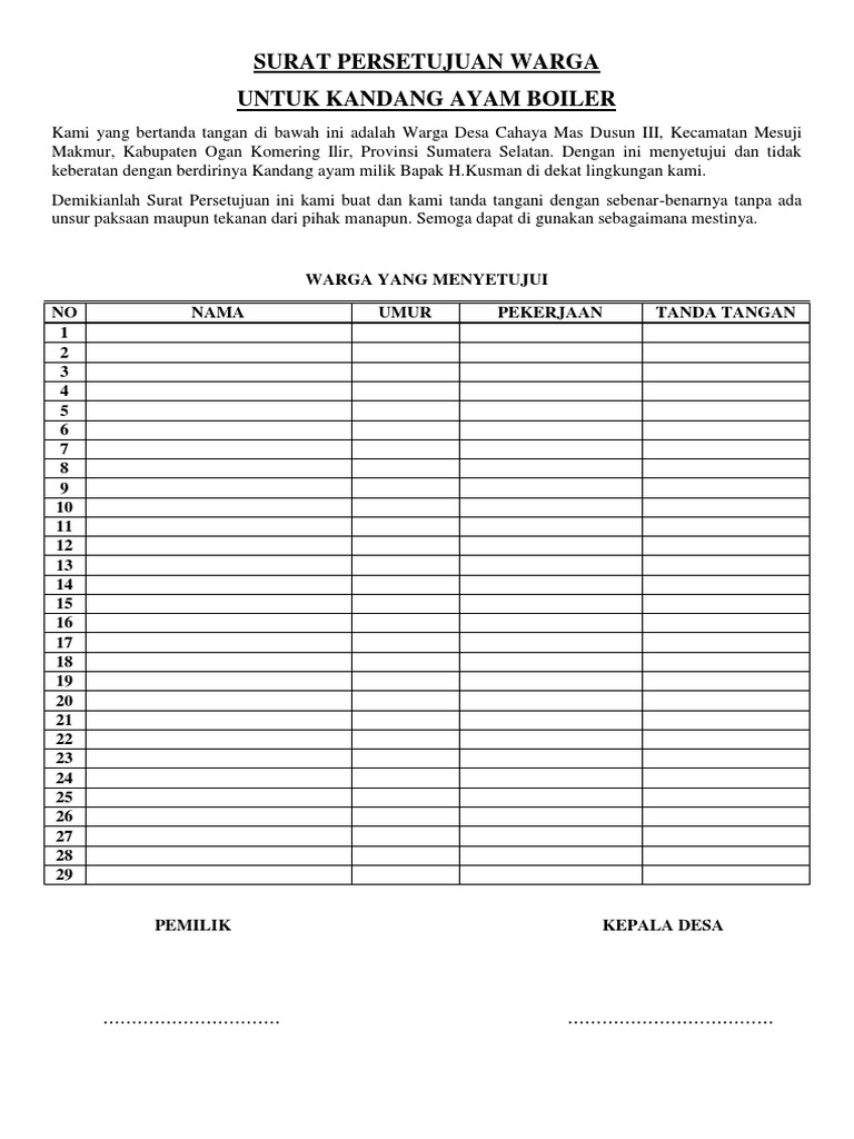 Surat Persetujuan Warga Pdf