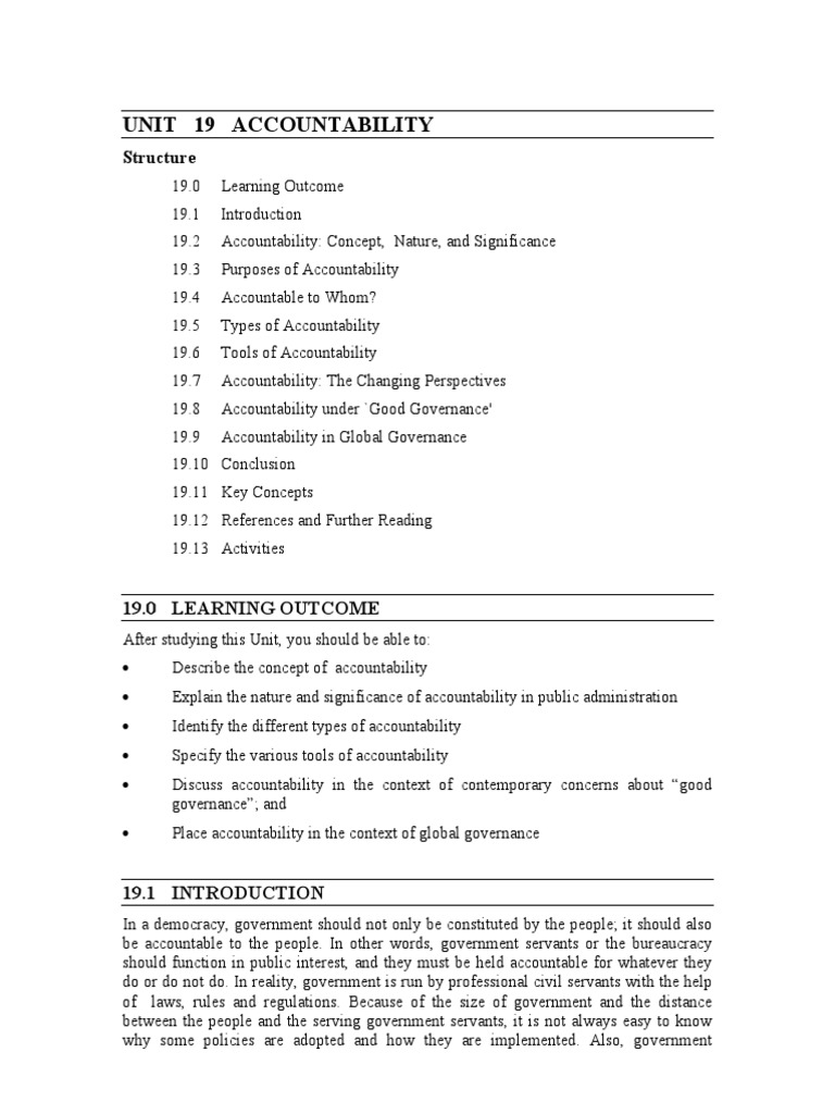 Unit-19 - Accountability PDF | PDF | Accountability | Global Governance