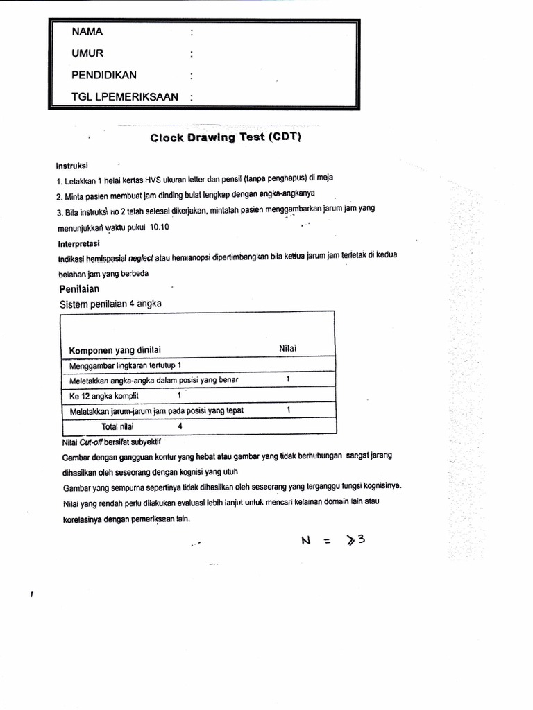 Clock Drawing Test (CDT) PDF