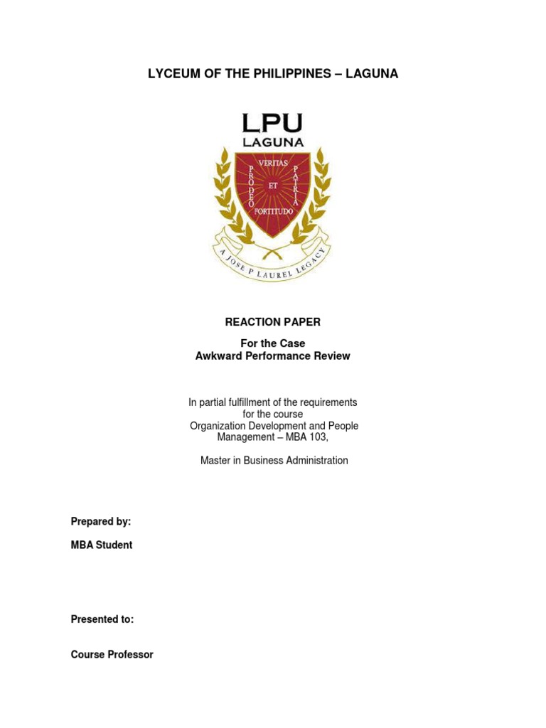 Reaction Paper Awkward Performance Review Pdf