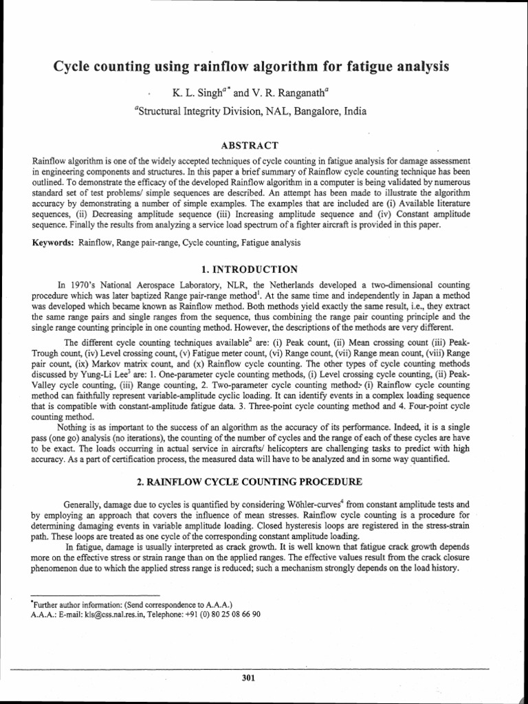 Gyele Counting Using Rainflow Algorithm For Fatigue analysisK.L - SIngh ...