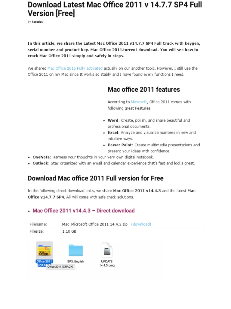 Torrent Office For Mac 2011