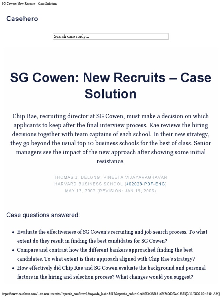 sg cowen new recruits
