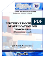 Cover Page - Application For Teacher-I (Elementary-Junior HS Level)