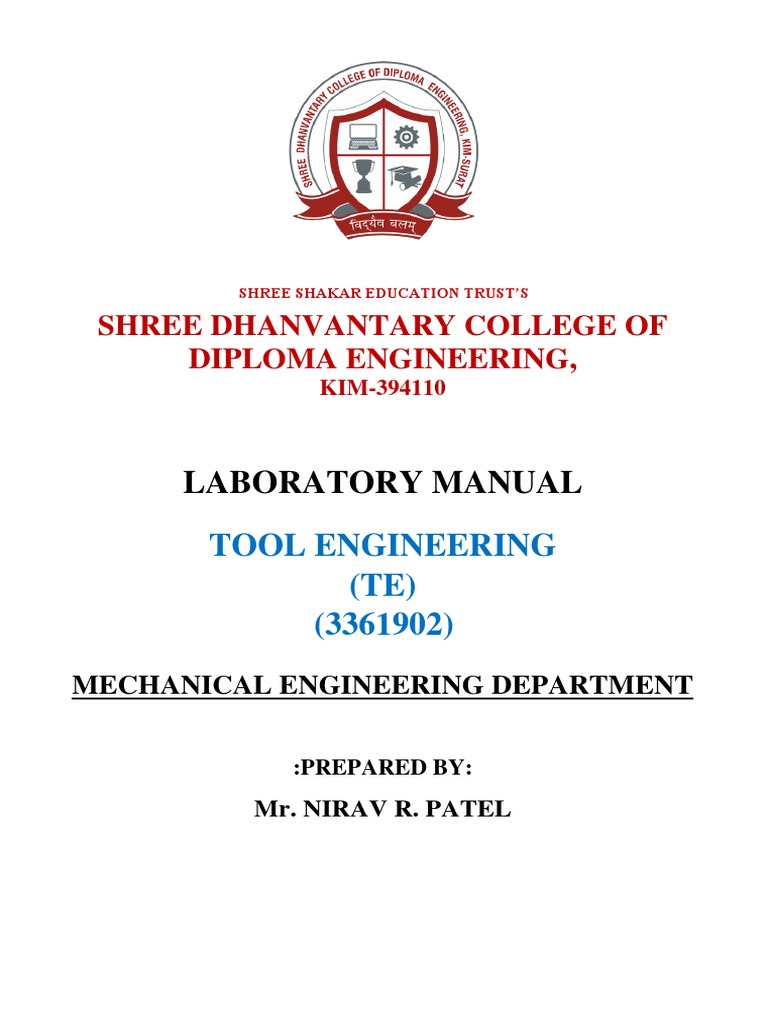 Tool Engg Lab Manual PDF