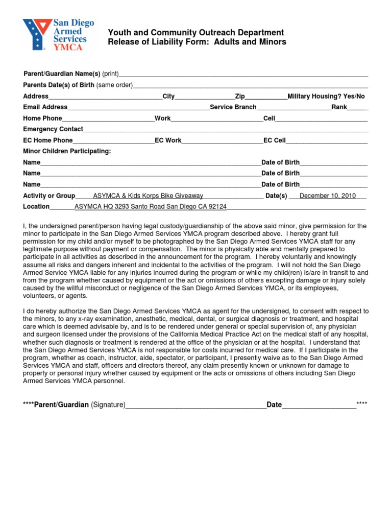 Youth Bike Giveaway Liability Waiver | PDF | Legal Guardian | Common Law