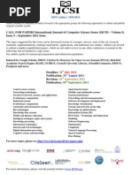 CALL FOR PAPERS - Journal Publications - September 2011