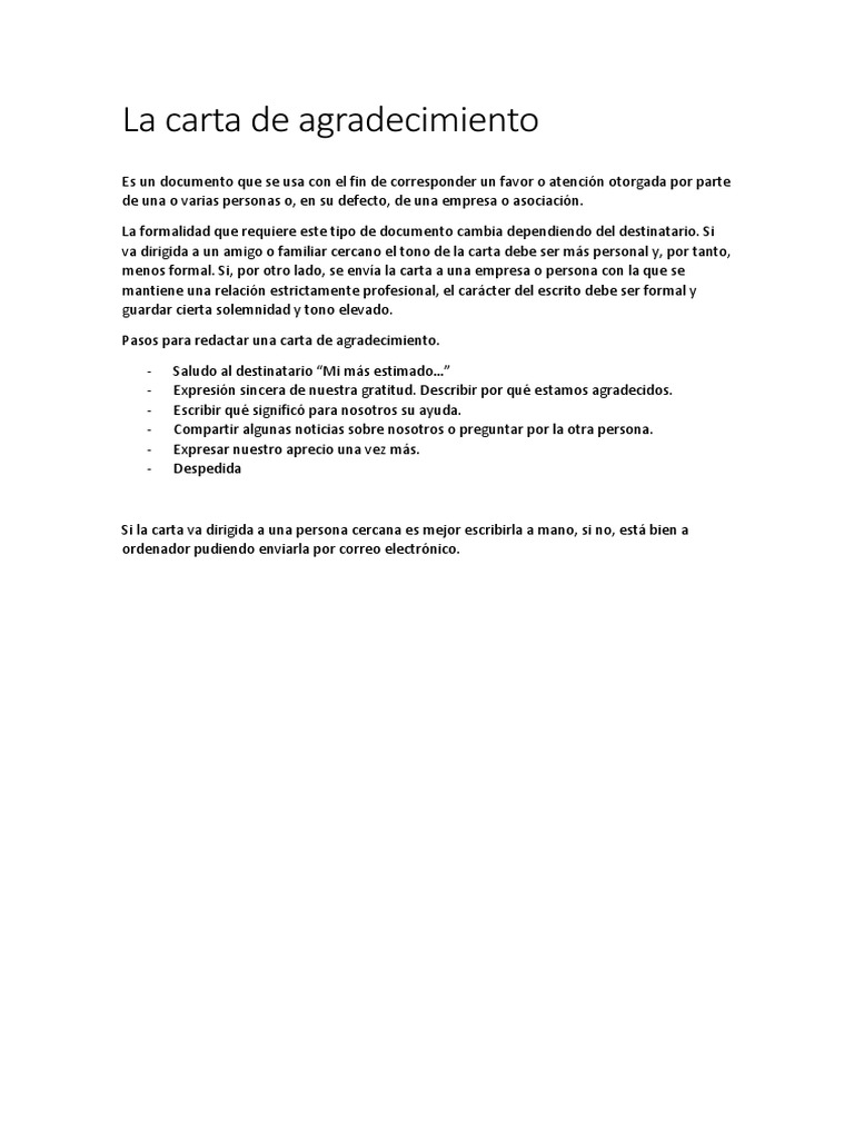 Cómo redactar una carta de agradecimiento | PDF | Crecimiento personal ...