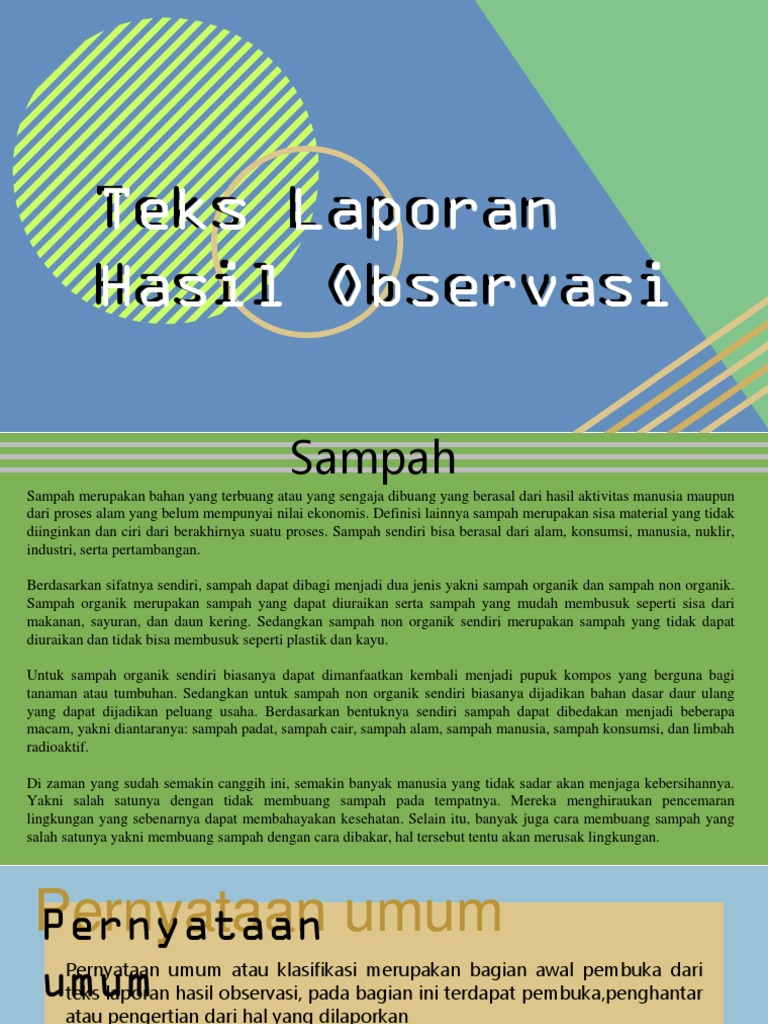 Teks Laporan Hasil Observasi Sampah