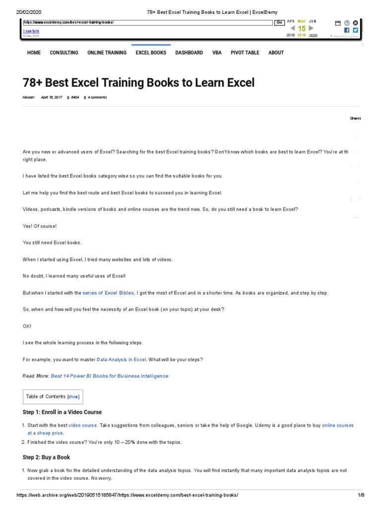 Best Excel Training Books Reviewed | PDF