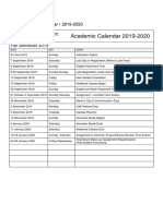 Academic Calendar 2019-2020  
