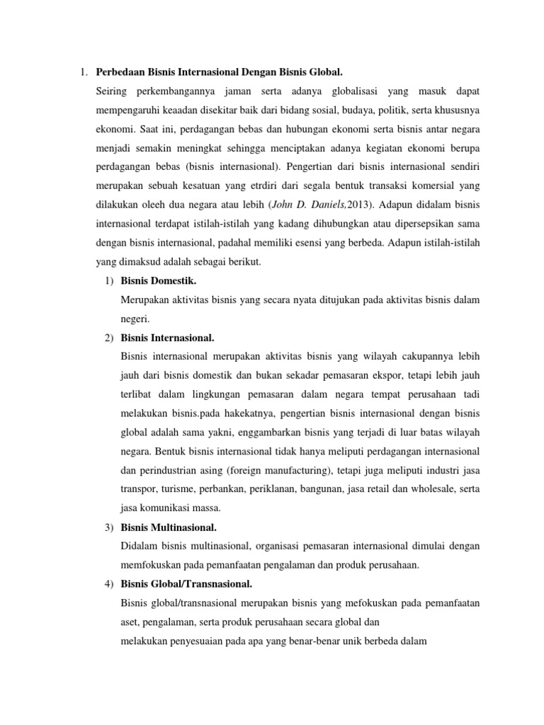 Perbedaan Bisnis Internasional Dengan Bisnis Global Pdf