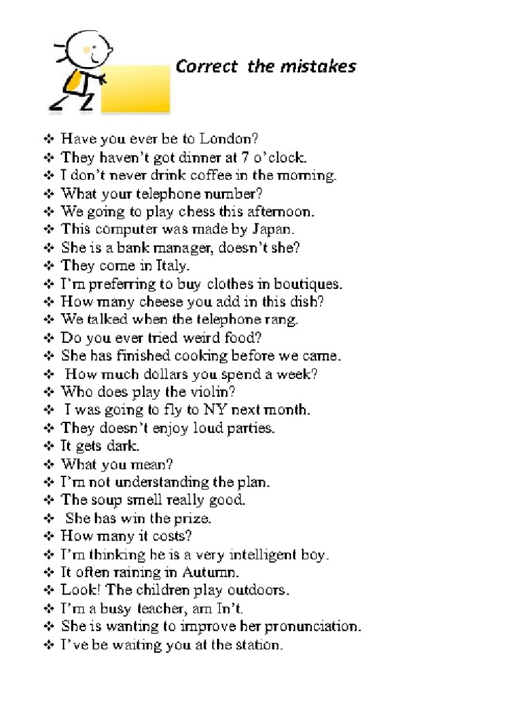 Grammar - Correct The Mistakes in The Sentences | PDF
