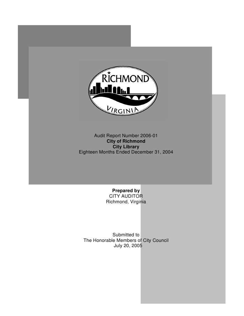 Richmond Library Audit Report 2004 | PDF | Internal Control | Libraries