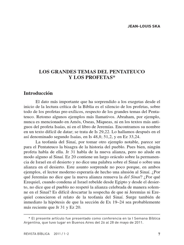 Revista Biblica 2011 JeanLouis Ska 1 PDF